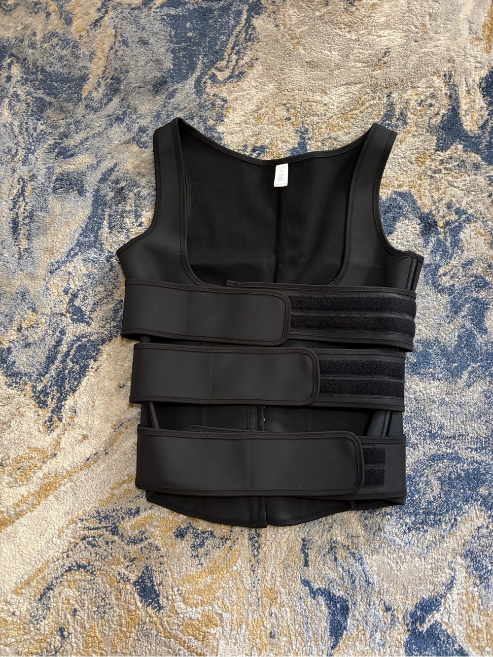 Adjustable Black Compression Vest with Velcro Straps